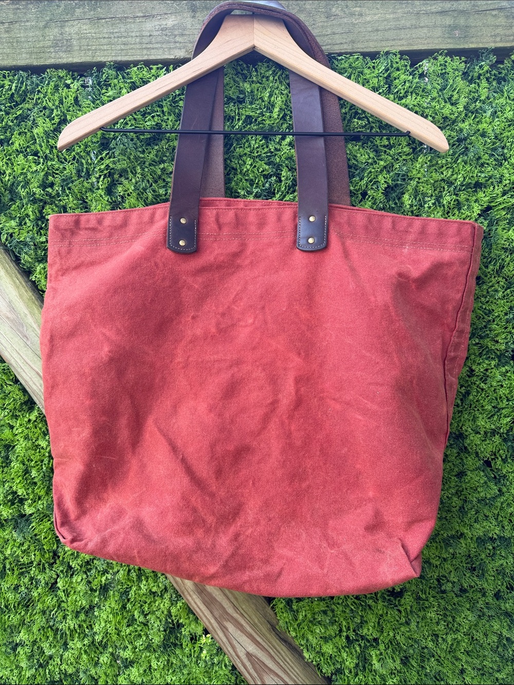 L.L. Bean Signature Waxed Canvas Tote With Leather Handles